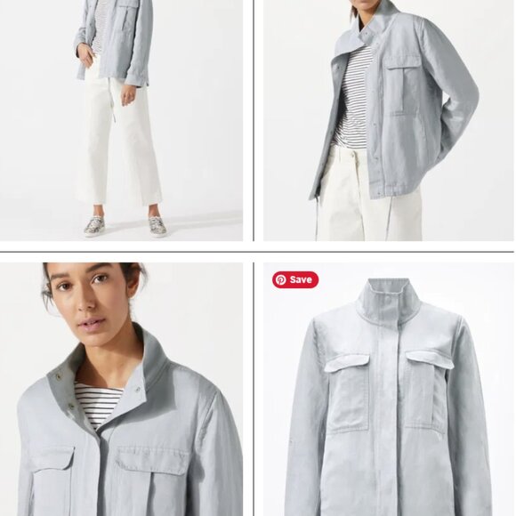 Jigsaw Military Jacket Light Gray Linen Blend  W2 - Picture 2 of 11